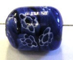 glaskraal 16x14mm zwart/blauw millifiory p.st