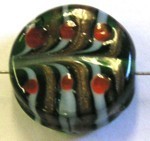 glaskraal plat 18x8mm groen/goud/rood per st.