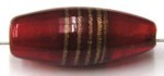 glaskraal ovaal 25x10mm rood/ goudstreep per 5 UL