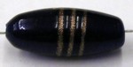 glaskraal ovaal 25x10mm d.blauw/goudstreep per 5