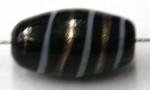 glaskr. ovaal 17x10mm zwart/goudwitte strepen 5st