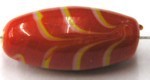 glaskraal ovaal 23x10mm oranje/gel strepen p.st