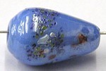 glaskr. druppel 18x11mm blauw mix stippels p.st