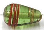 glaskr. druppel 20x12mm groen.rode streep p.st