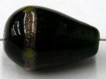 glaskr. druppel 20x13mm groen/goudstreep p.st