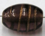 glaskraal ovaal 1x12mm amethyst/goudstreep p.st