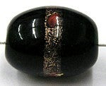 glaskraal ovaal 18x14mm zwart goudband stippen p.s