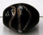 glaskraal ovaal 18x14mm zwart goudband stippen p.s