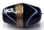 glaskraal ovaal 19x12mm blauw goudband wit p.st