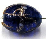 glaskraal ovaal 18x14mm blauw goudslinger p.st