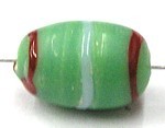 glaskraal ovaal 14x9mm groen roodband 5st