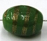 glaskraal ovaal plat 15x12mm groen/goud 5st