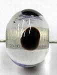 glaskraal rond 8mm tr. zwarte stippen 5st.