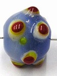 glaskraal pukkels 13mm blauw geelrode ogen 5st