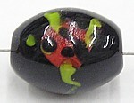 glaskraal 20x14mm zwart rood/geel  5st
