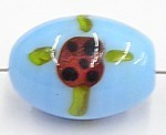 glaskraal 20x14mm turkoois zwart/rood 5st