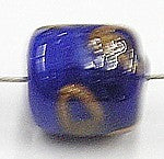 glaskraal ton 10x9mm blauw goud 25st.