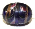 Glaskraal ca17mm ovaal blauw met bloemen 10st