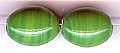 Glaskraal ca12mm ovaal groen/witte strepen 25st