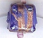 Glaskraal blokje 11mm blauw/goud 10st