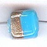 Glaskraal blokje 10x8mm turkoois/goud 10st