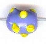 Glaskraal ovaal 11mm spikkels blauw/geel 25st