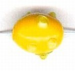 Glaskraal ovaal 11mm spikkels geel/groen 25st