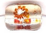 Glaskraal rechthoek 15x10mm bruine bloem 5st UL