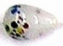 Glaskraal druppel 18mm wit met spikkels 5st