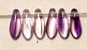 Glasdruppel 3 x 8 Crystal / Purple 100st.