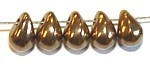 Glasdruppel 4x6mm zwart dorado goud gelust. 50st.
