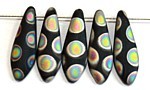 Glasdruppel 5x16mm peacock zwart vitrail 25st.