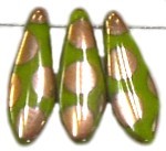 Glasdruppel 5x16mm opaque groen peacock capri25st.