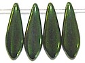 Glasdruppel 5x16mm zwart groen gelusterd 25st.