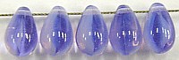 Glasdruppel 6x9mm transparant lila/melkwit 25st.
