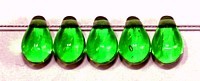 Glasdruppel 6x9mm tr. grasgroen 25st.