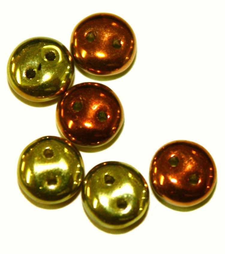 Two hole lentils 6mm geelgoud/roodgoud 50st.