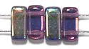 Two hole glaskr. 4x8mm amathist prisma AB 25st