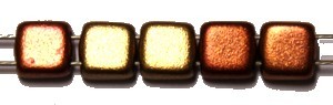 TILA kralen 6x6mm mat geelbruin / roodbruin 25st.