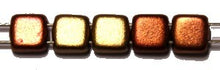 TILA kralen 6x6mm mat geelbruin / roodbruin 25st.
