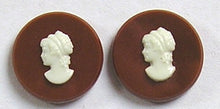 camee 20mm rond bruin/wit 2 st