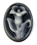 Camee 17x13mm zwart/wit bloem p.st