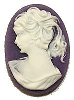 Camee 25x18mm lila-wit vrouwenhoofd p.st