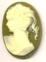 Camee 25x18mm bruingroen/beige vrouwenhoofd p.st