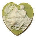 Camee hartvormig 19x18mm lime/wit per stuk
