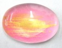 glascabochon18x13mm roze/goustreep 5 stuks