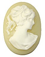 Camee 25x18mm creme met wit p.st.