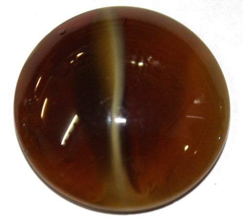 Cabochon 25mm rond bruin/witte streep p.st
