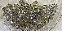 Facetkraal 3mm olijfgroen/ goud gecoat 50st