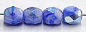 Facetkraal 4mm blauw/wit AB 50st